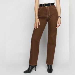 Reformation Cowboy High Rise Straight Jean in Chocolate size 27
